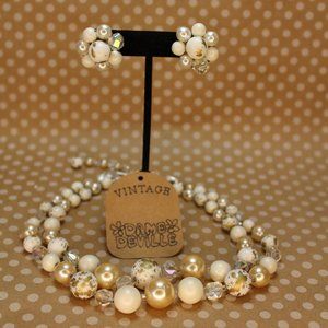 True Vintage 1950-60s Pearl, Gold, Glass Beaded N… - image 1